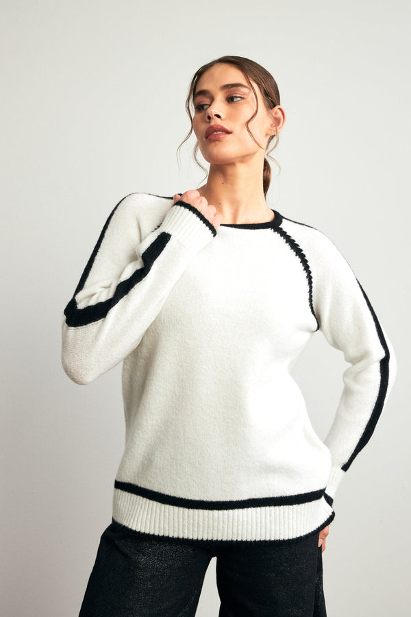 Setre Contrast Stitched Knitwear Ecru