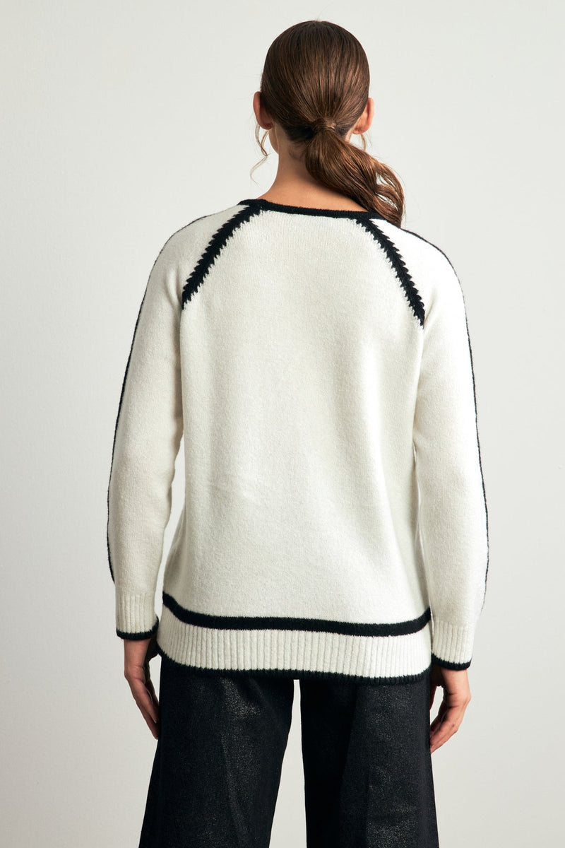 Setre Contrast Stitched Knitwear Ecru