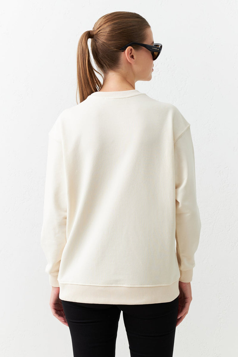 Setre Crew Neck Long Sleeve Sweatshirt Cream