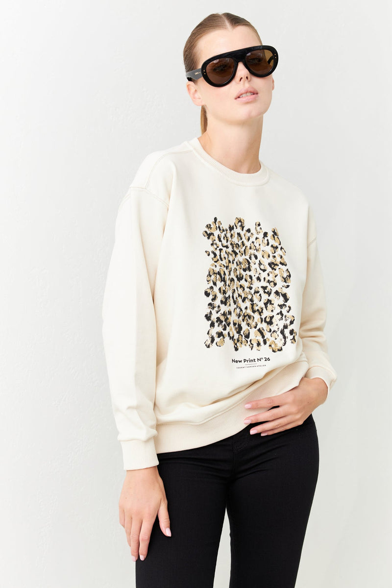 Setre Crew Neck Long Sleeve Sweatshirt Cream