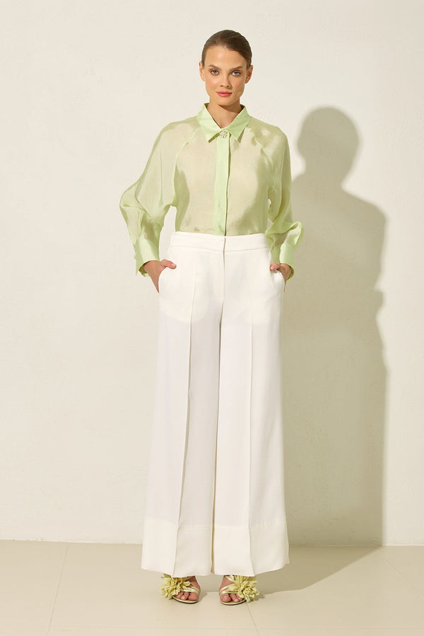 Setre Wide Leg Trousers With Slit Detail On Hem Ecru