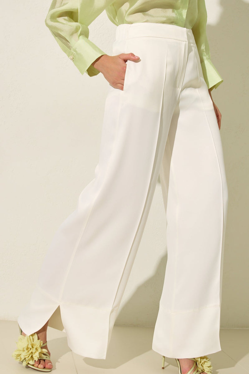 Setre Wide Leg Trousers With Slit Detail On Hem Ecru