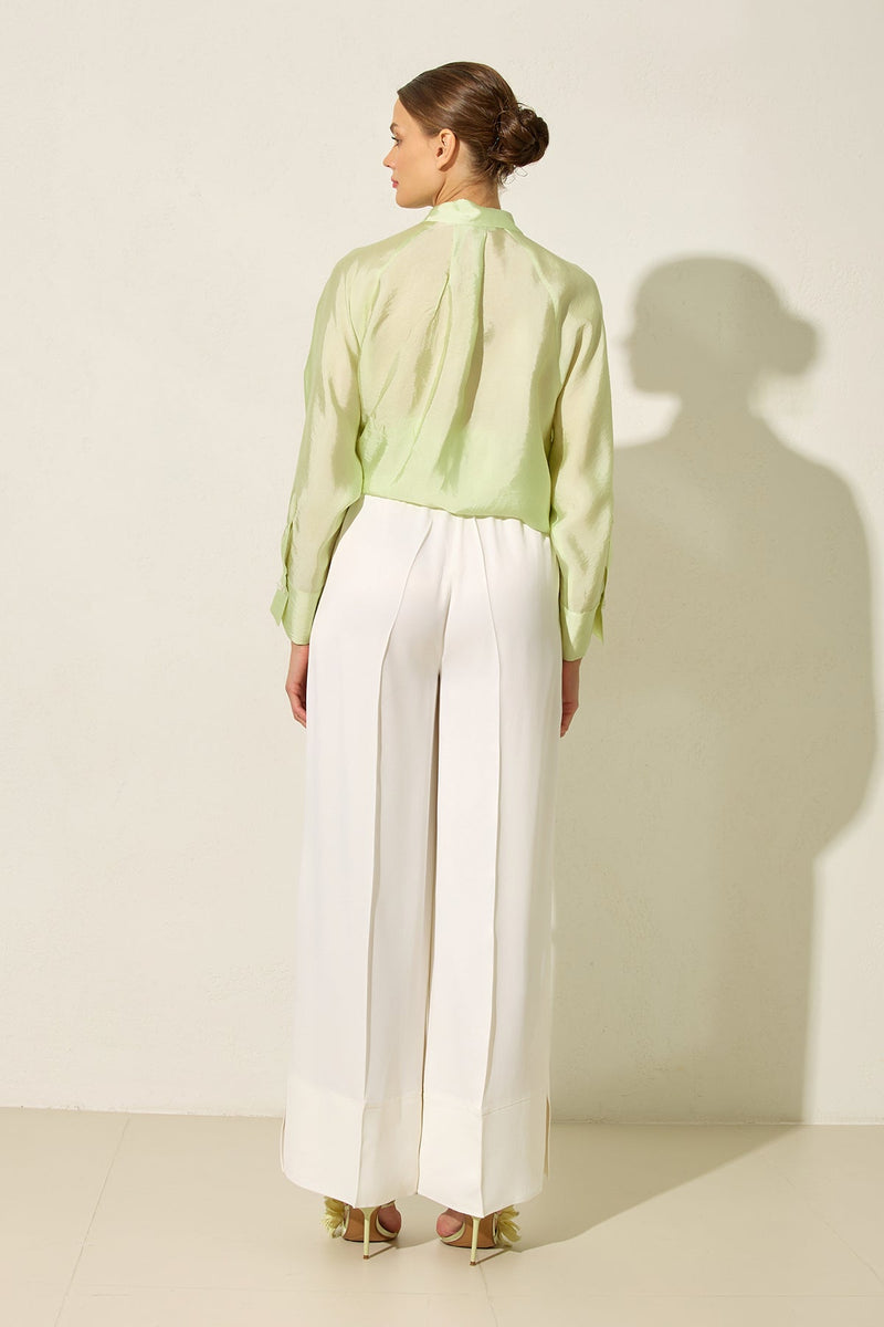 Setre Wide Leg Trousers With Slit Detail On Hem Ecru