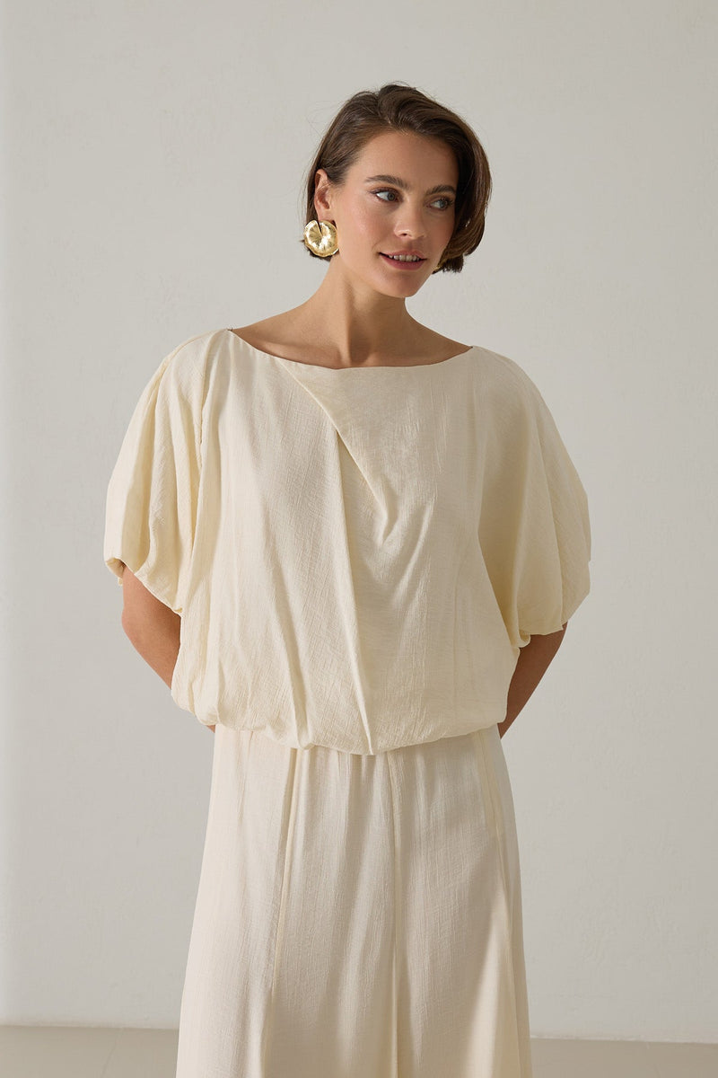 Setre Waist And Sleeve Detailed Blouse Cream