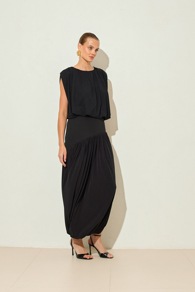 Setre Bubble Hem Sleeveless Blouse Black