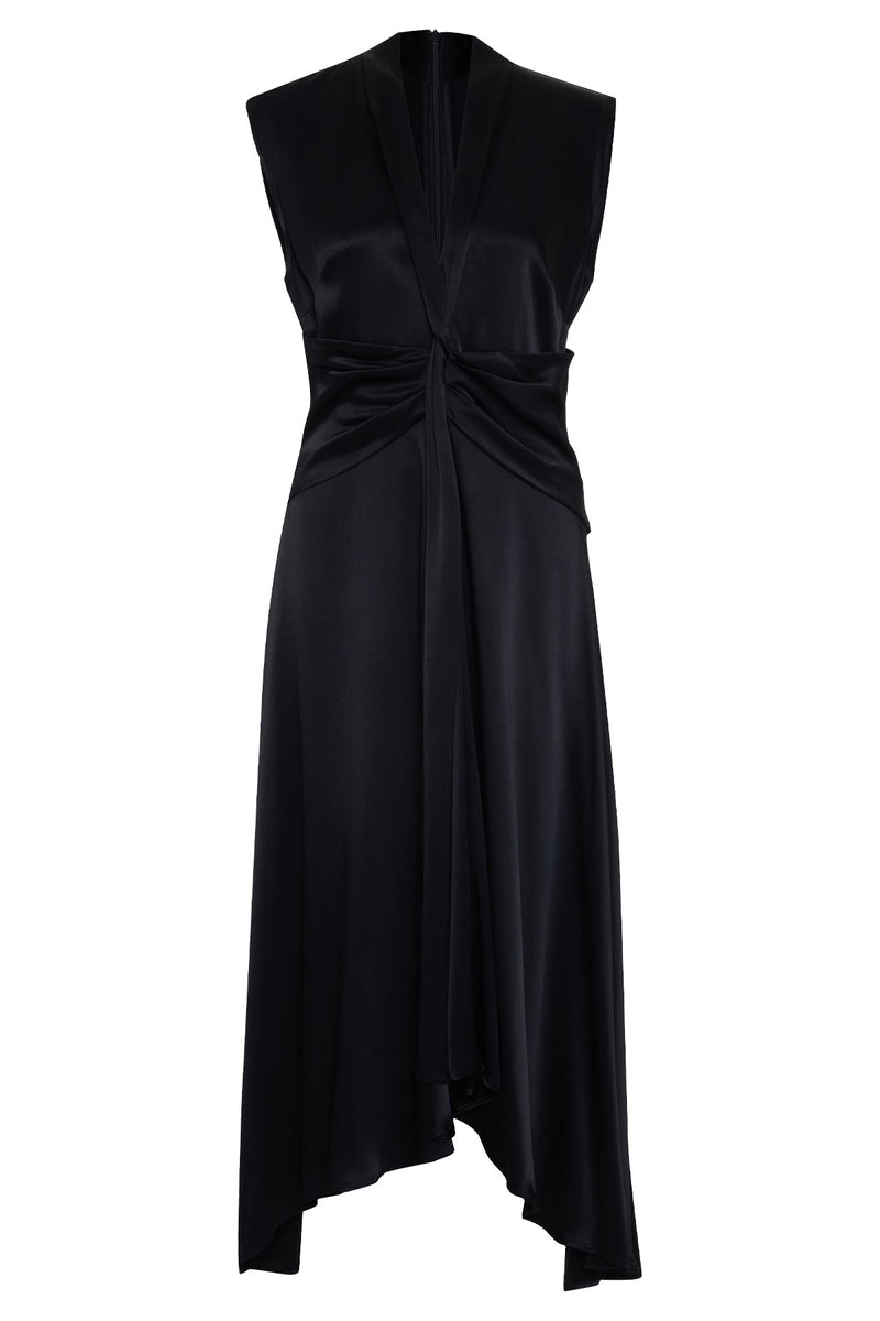 Setre Waist Detailed Midi Sleeveless Dress Black