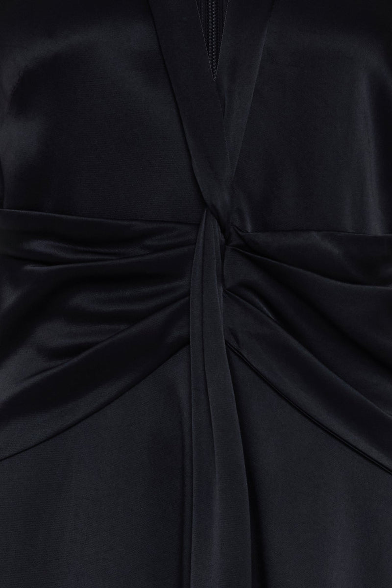 Setre Waist Detailed Midi Sleeveless Dress Black