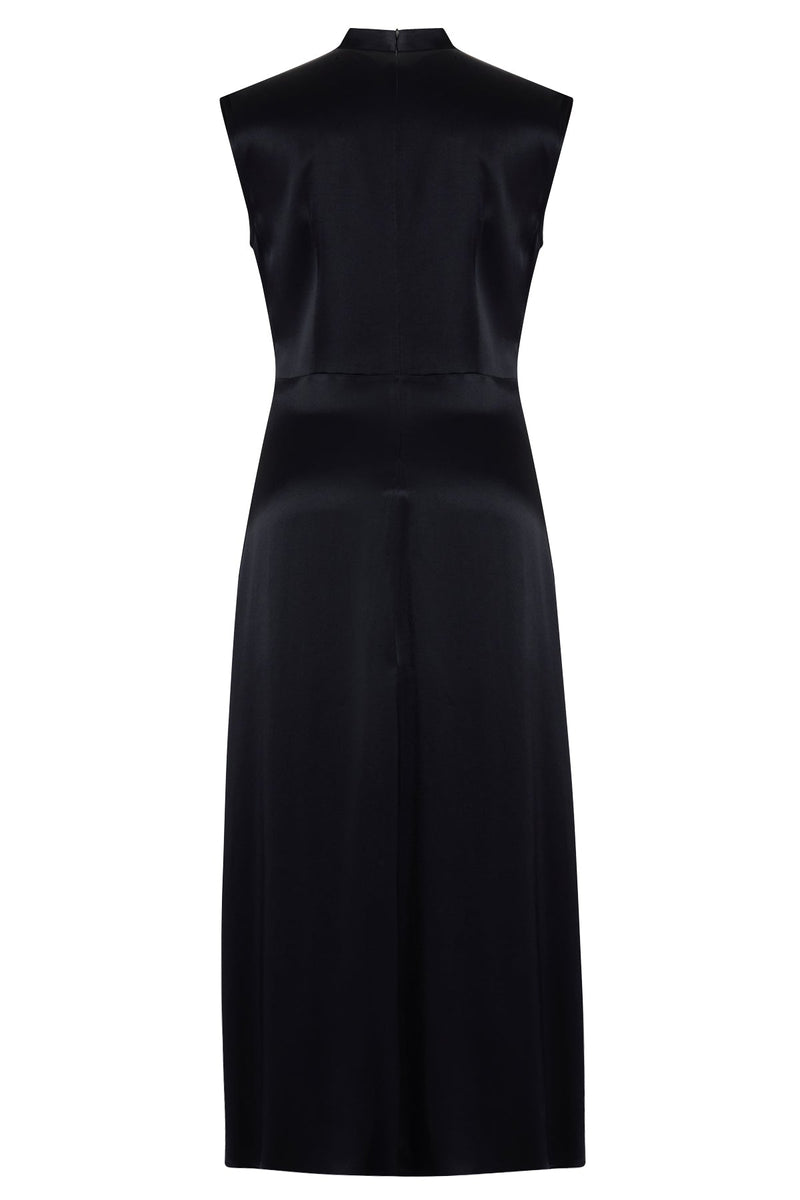 Setre Waist Detailed Midi Sleeveless Dress Black