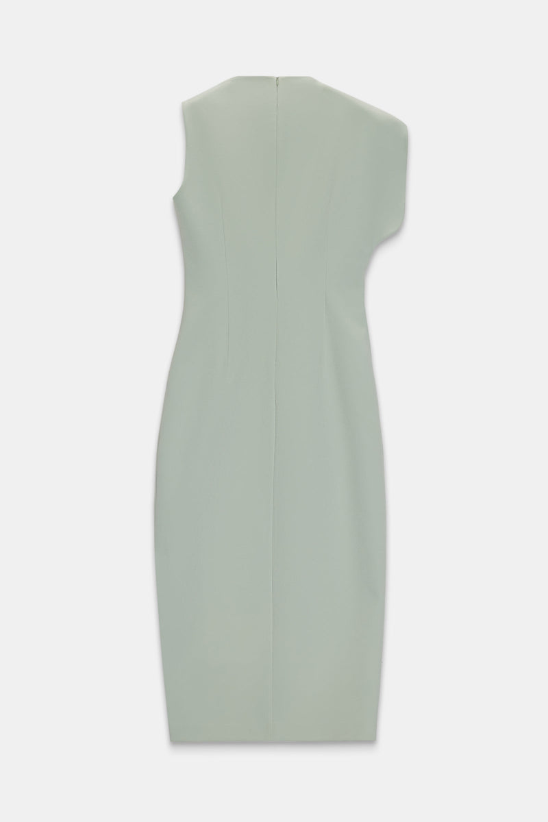 Setre One Shoulder Detailed Full Cut Midi Length Dress Green