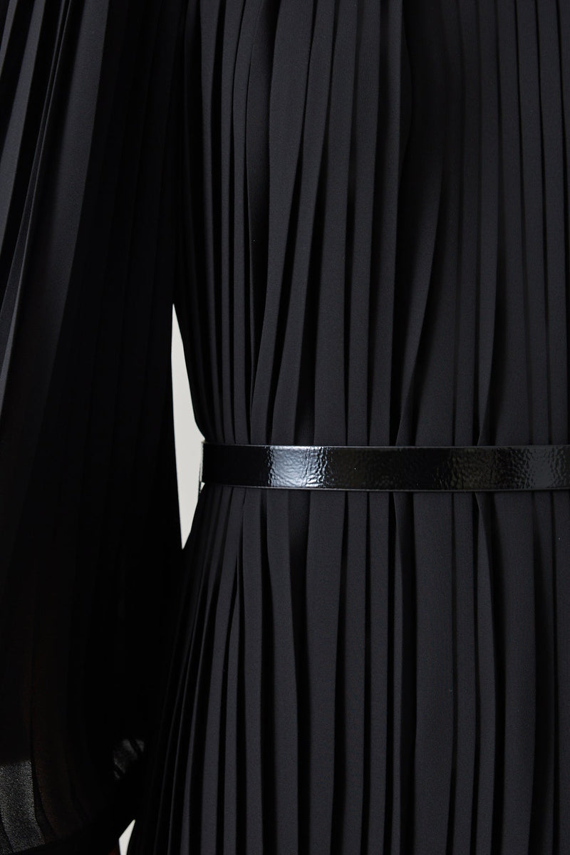 Setre Waist Belt And Pleat Detailed Midi Length Dress Black