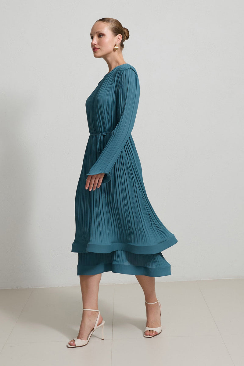 Setre Pleated Relaxed Cut Dress Crystal