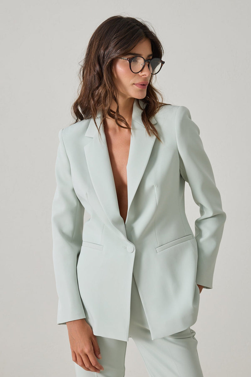 Setre Single Button Jacket, Pocket Detailed Trouser Suit Mint
