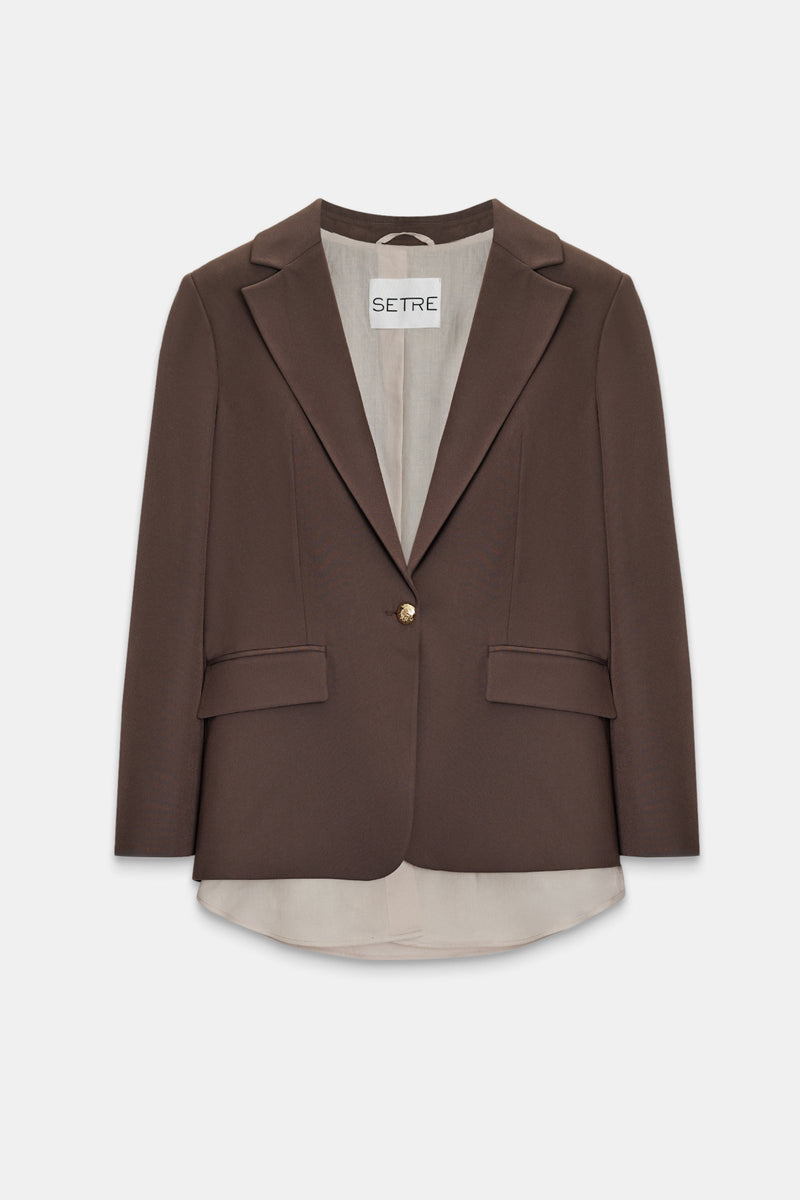 Setre Single Button And Shirt Detail Jacket Coffee Brown