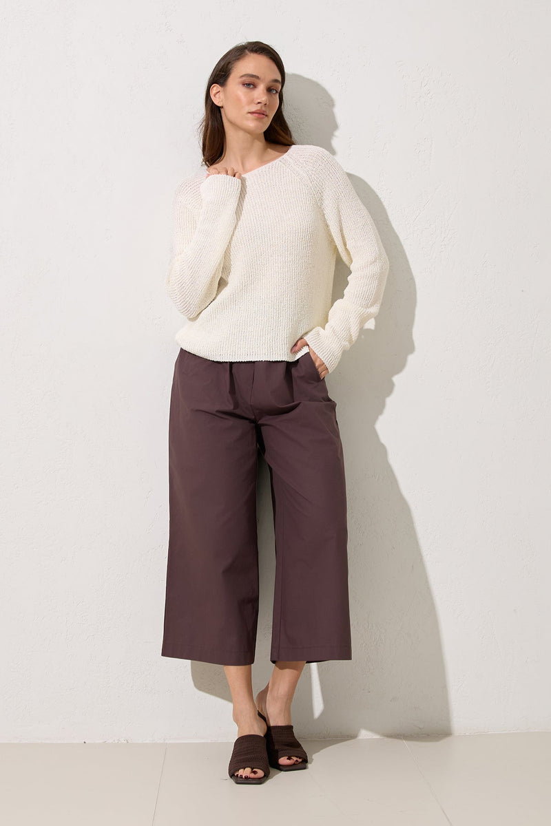 Setre Wide Neck Relaxed Cut Knit Blouse Ecru