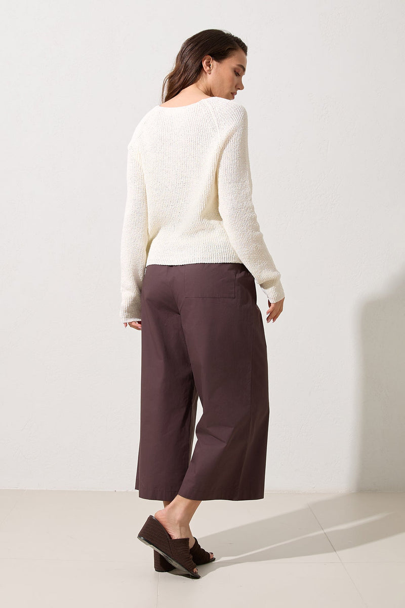 Setre Wide Neck Relaxed Cut Knit Blouse Ecru