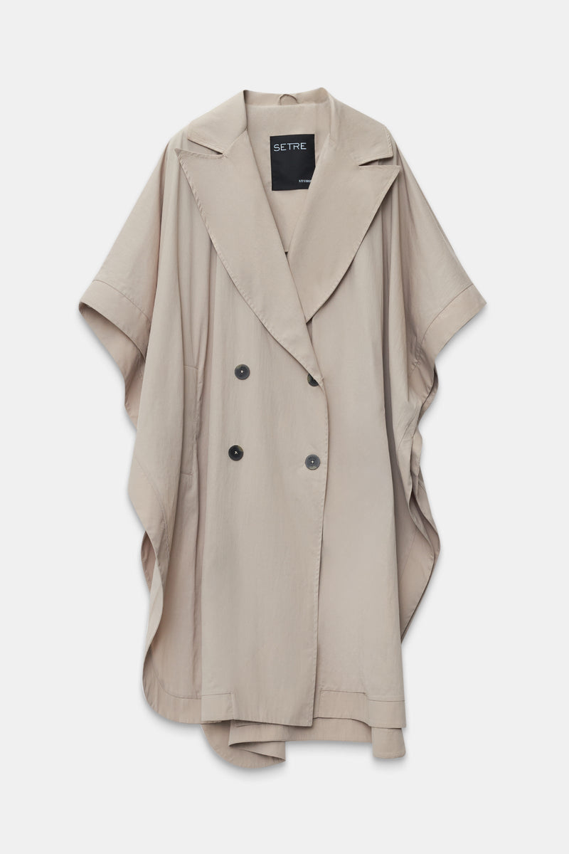 Setre Double-Breasted Midi Trench Coat Beige