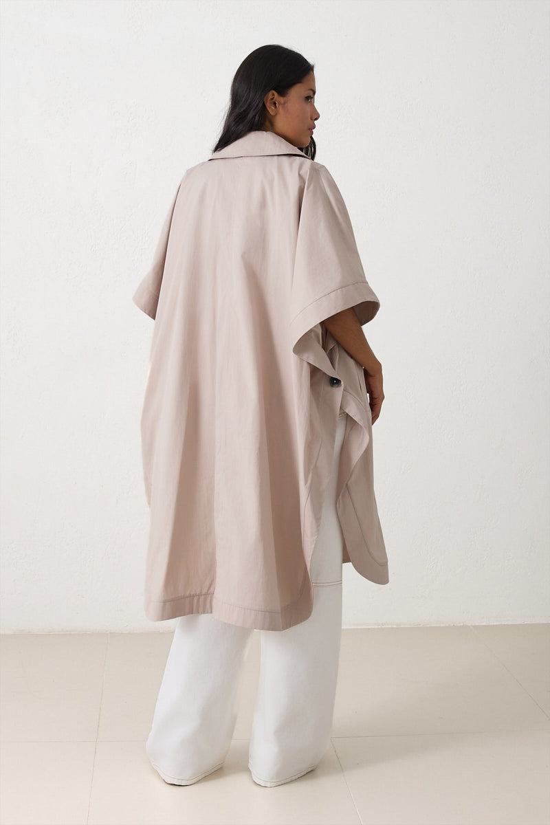 Setre Double-Breasted Midi Trench Coat Beige