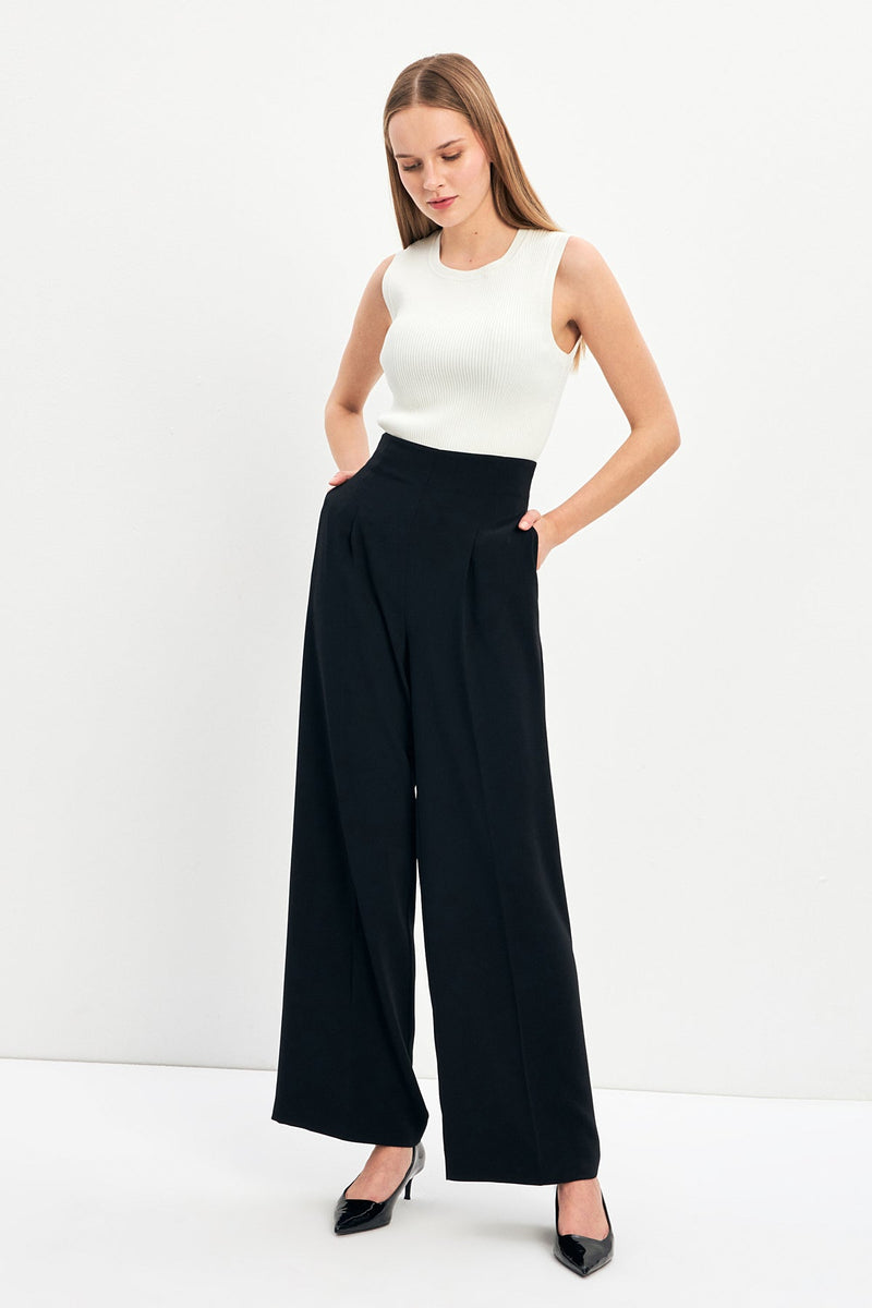 Setre High Waist Wide Leg Trousers Black