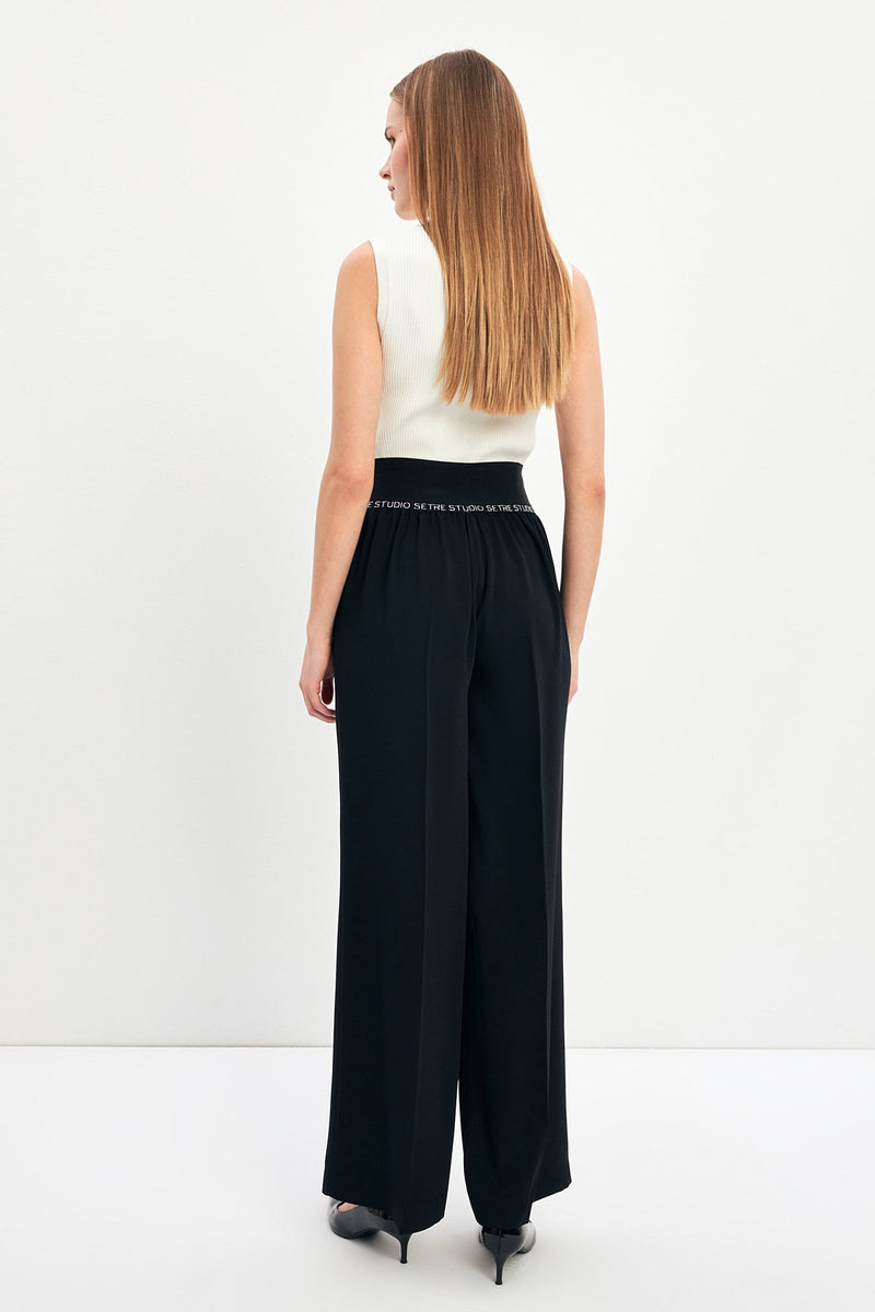 Setre High Waist Wide Leg Trousers Black