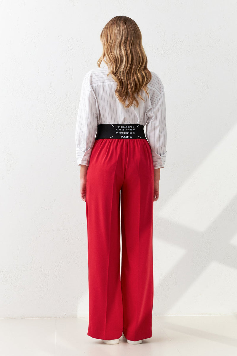 Setre High Waist Wide Leg Trousers Red