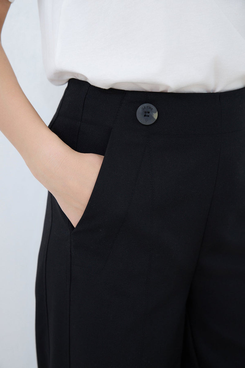 Setre Button And Pocket Detailed Trousers  Black