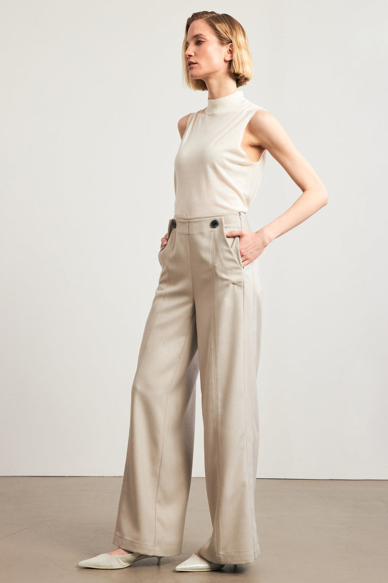 Setre Button And Pocket Detailed Trousers  Beige