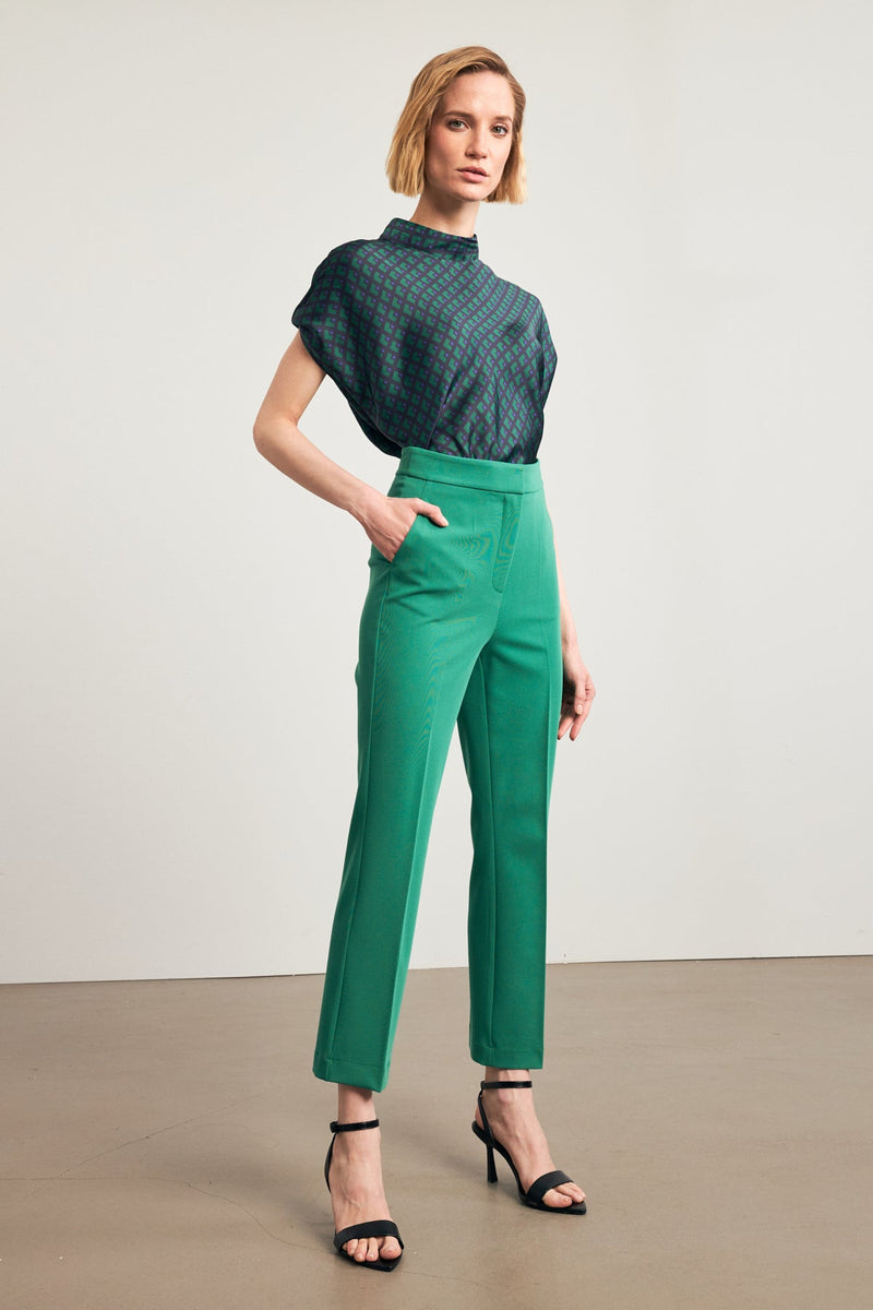 Setre Slim Fit Solid Trousers Green