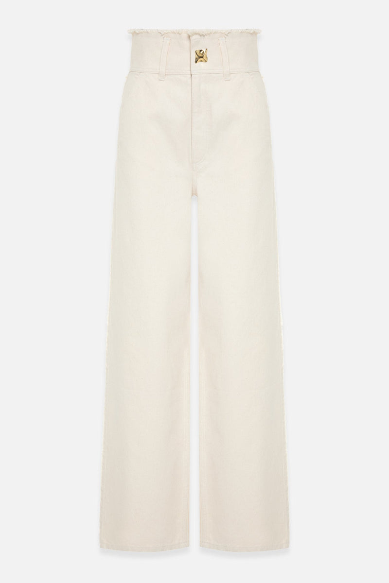 Setre Cotton Waist And Pocket Detailed Relaxed Fit Trousers Beige