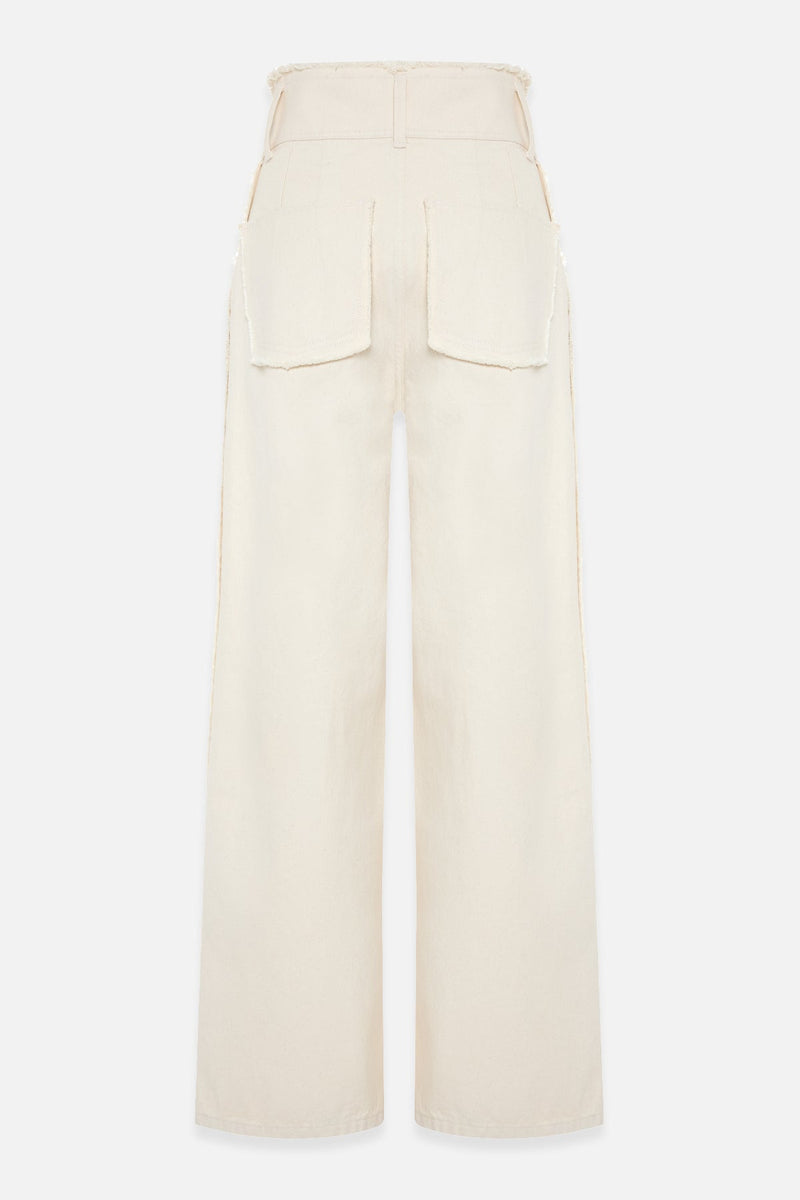Setre Cotton Waist And Pocket Detailed Relaxed Fit Trousers Beige