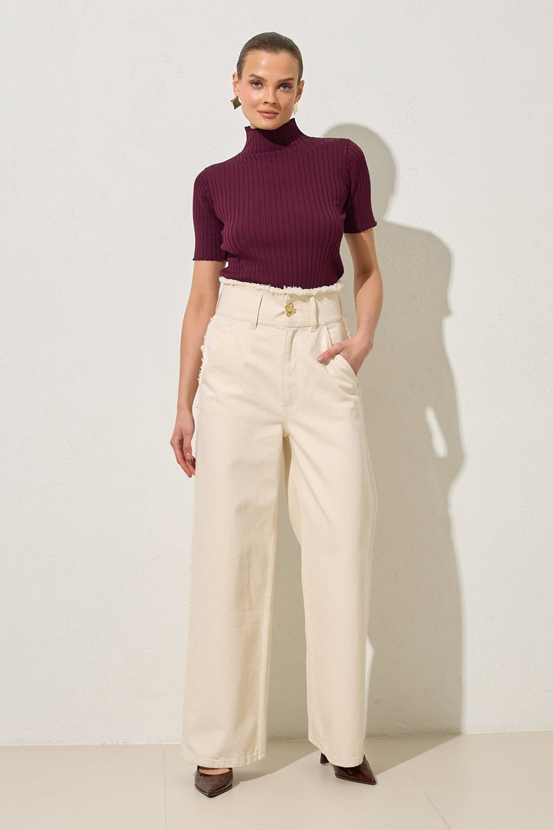 Setre Cotton Waist And Pocket Detailed Relaxed Fit Trousers Beige