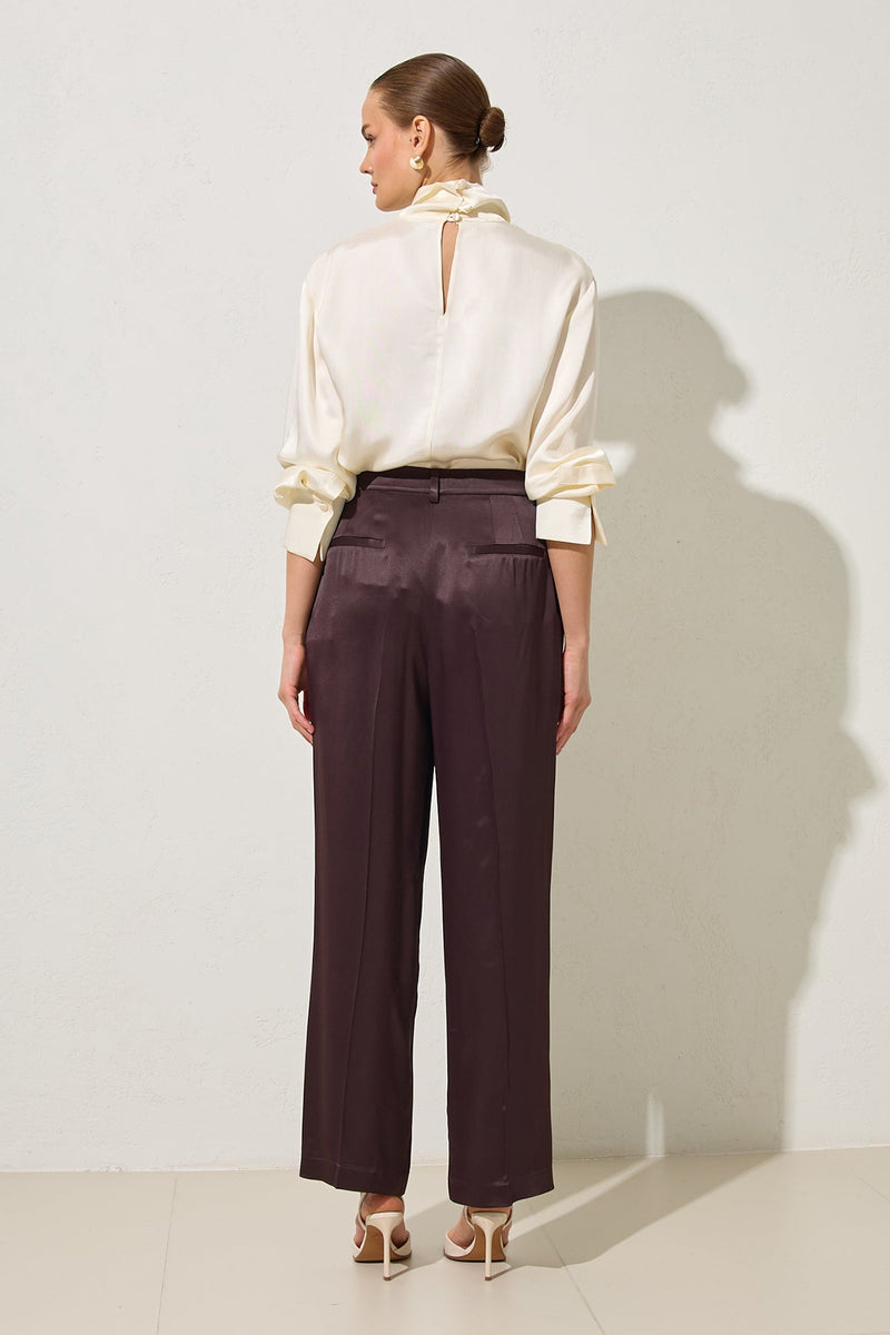 Setre Pleat Detailed Trousers Chocolate Brown