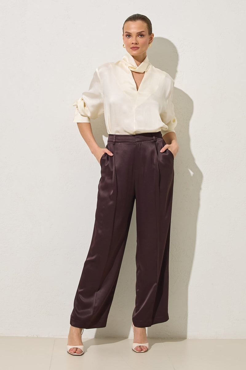 Setre Pleat Detailed Trousers Chocolate Brown