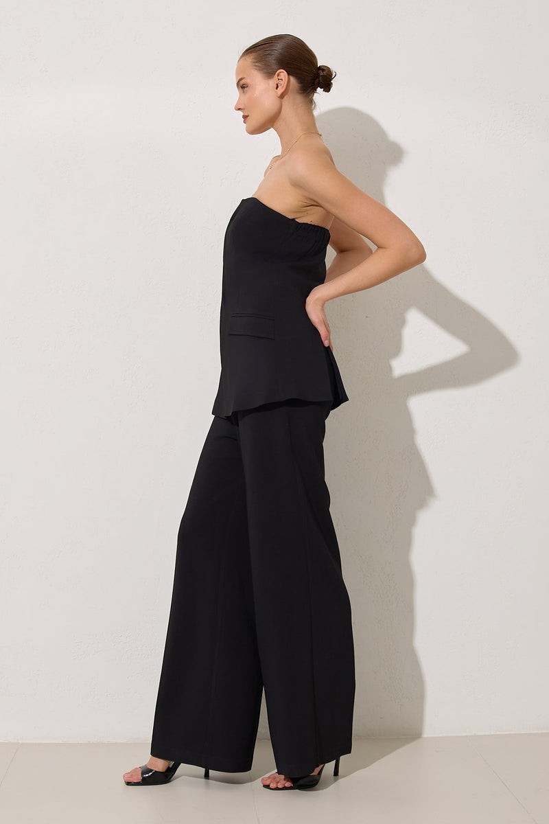 Setre Strapless Two-Piece Look Jumpsuit Black