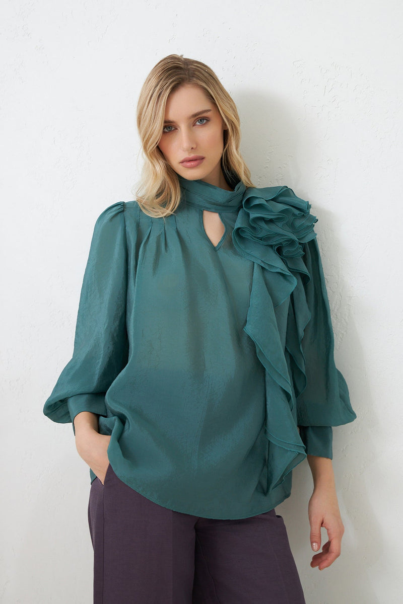 Setre Ruffle Detail Blouse Green