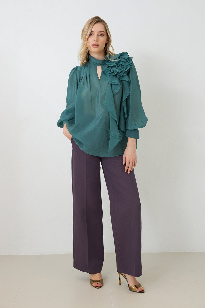 Setre Ruffle Detail Blouse Green