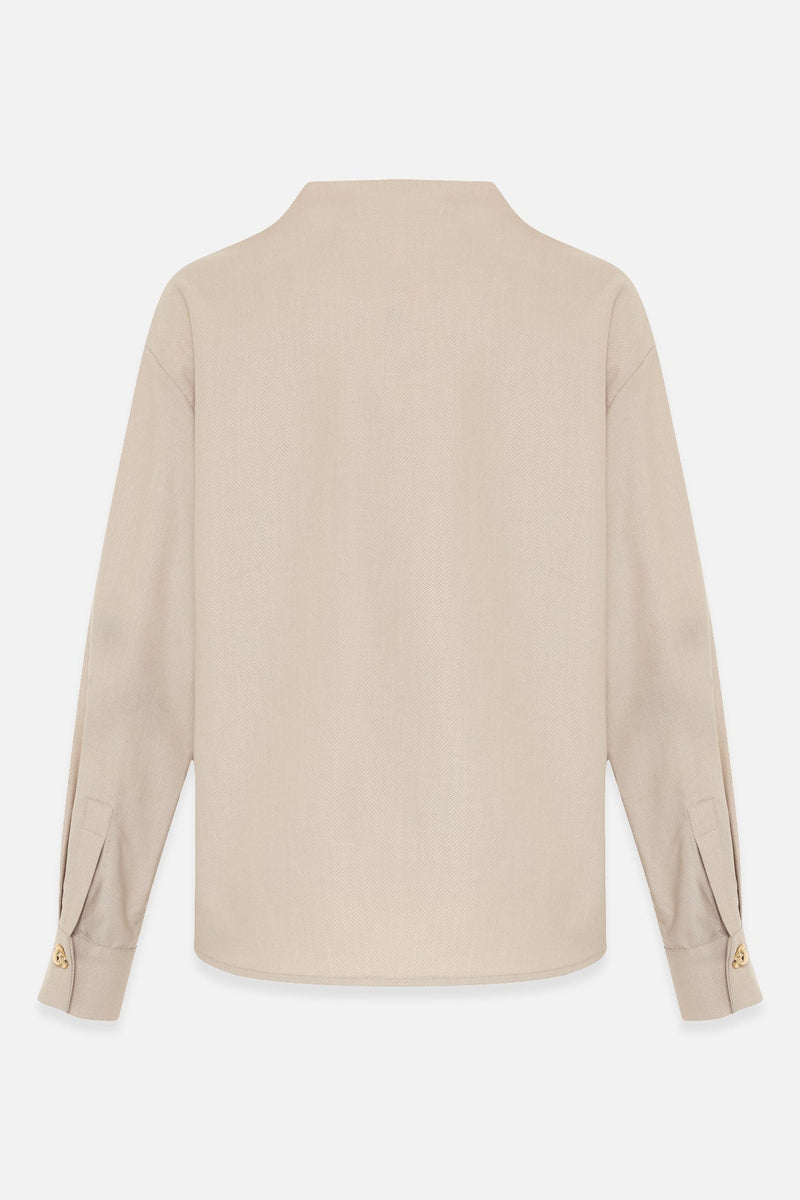 Setre Button-Down Detailed Long Sleeve Blouse Beige