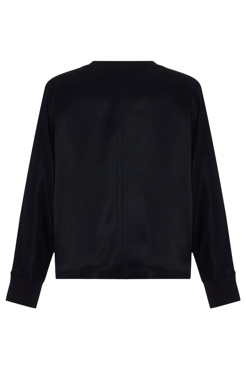 Setre Crew Neck Long Sleeve Blouse Black