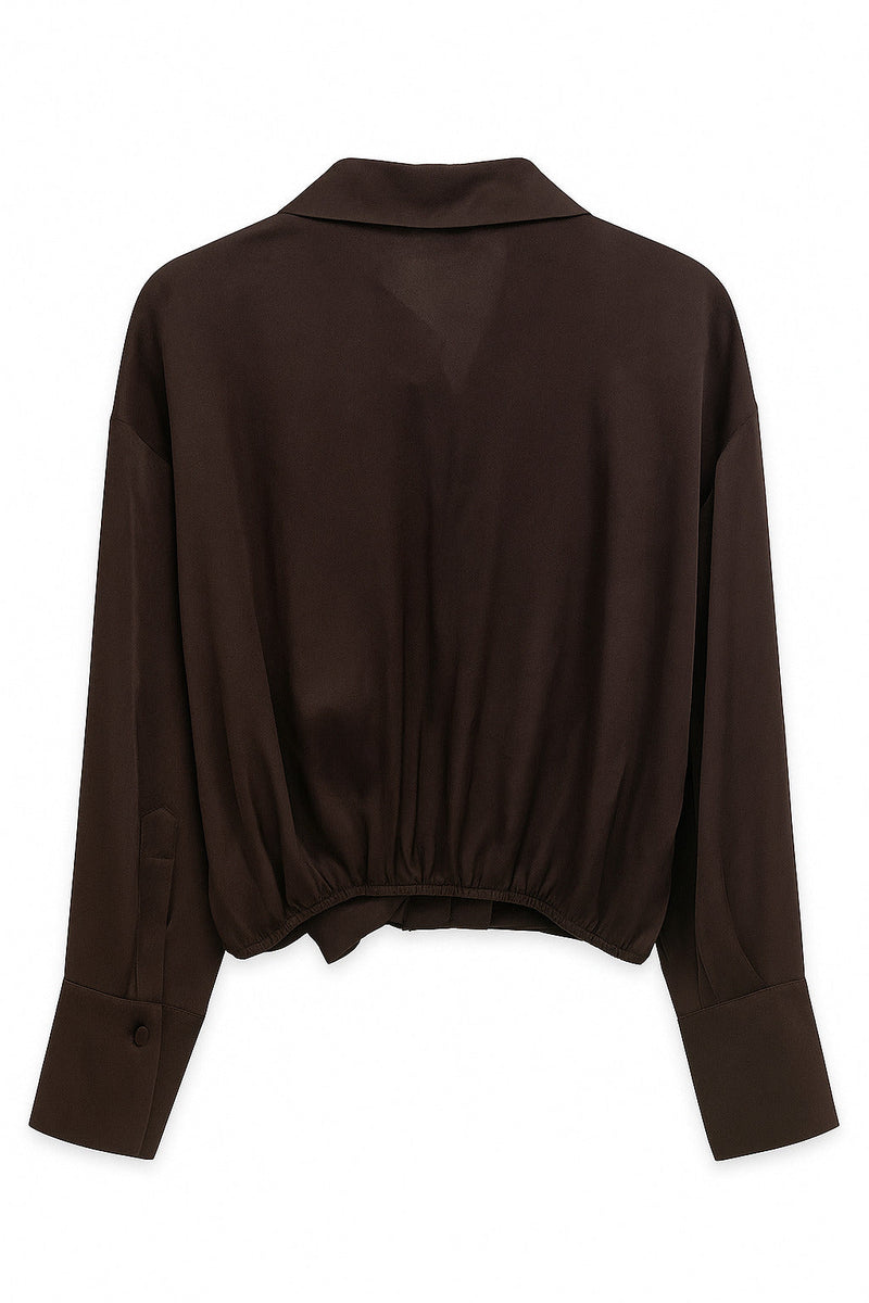 Setre Twisted Detail Crop Blouse Chocolate Brown