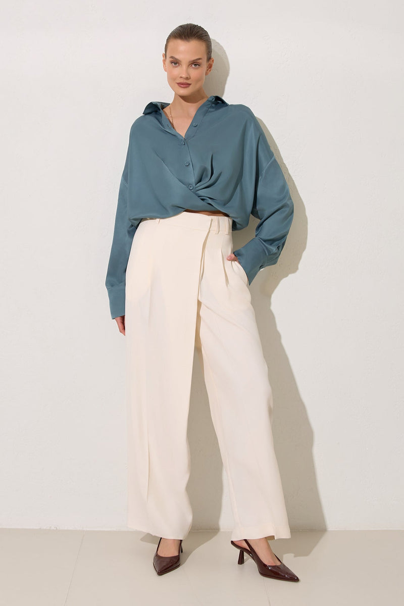 Setre Twisted Detail Crop Blouse Crystal