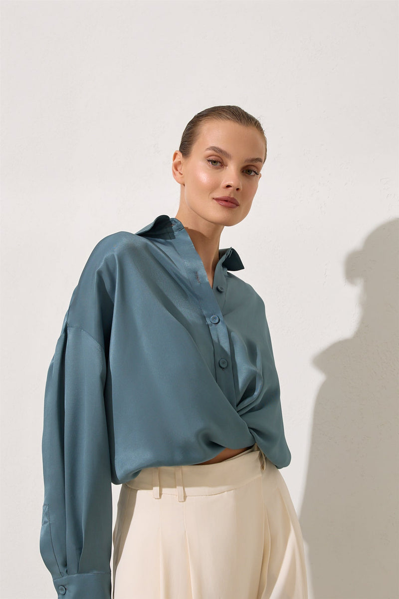 Setre Twisted Detail Crop Blouse Crystal