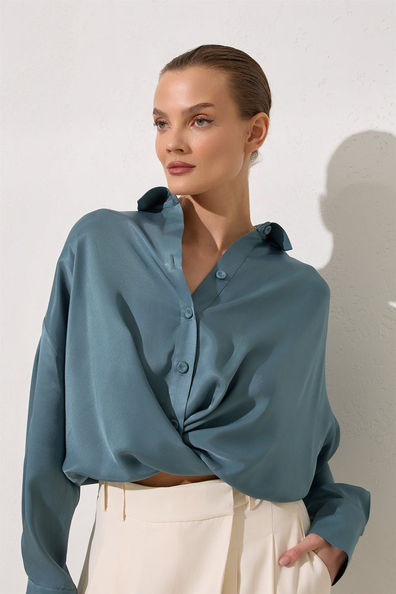 Setre Twisted Detail Crop Blouse Crystal