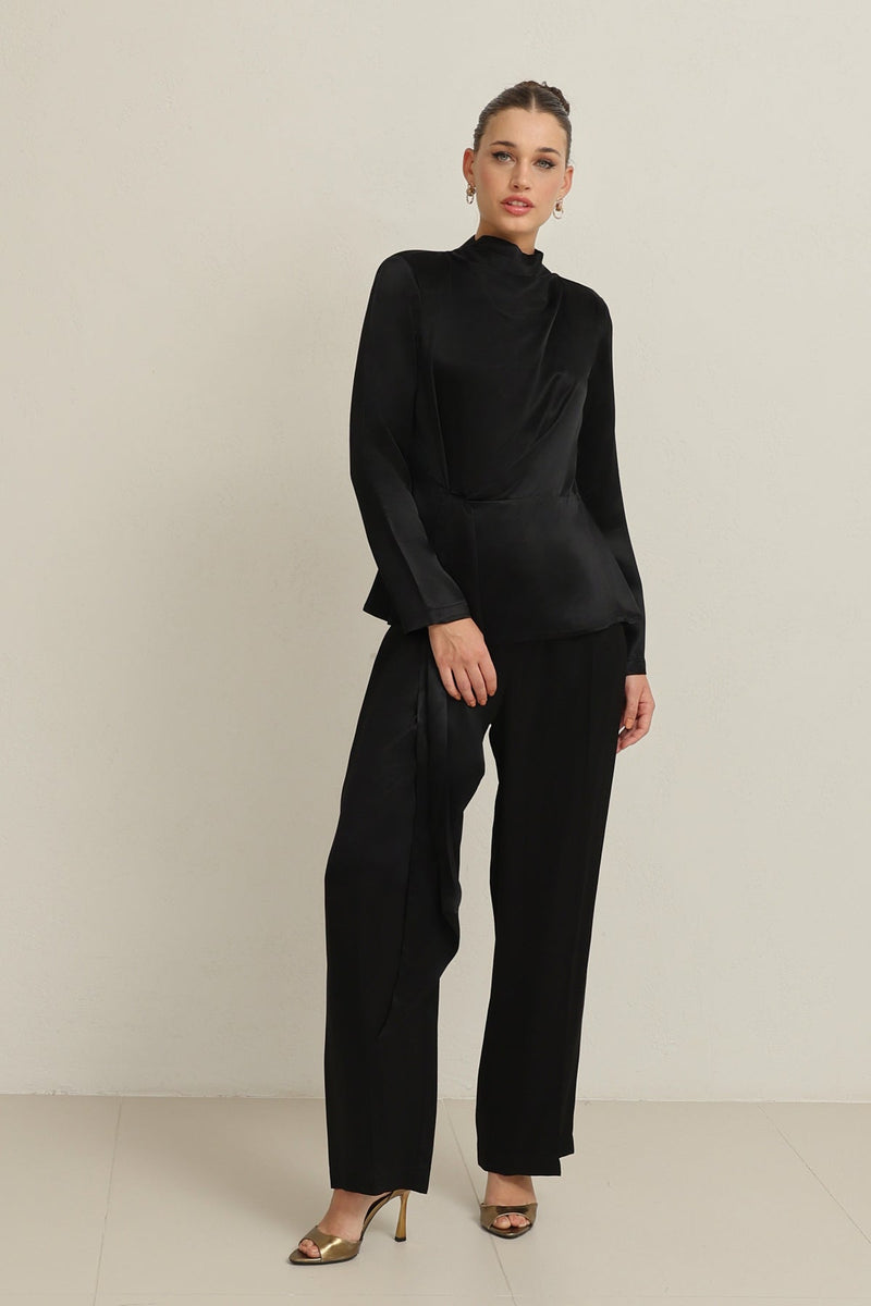 Setre Waist Tie Detailed Blouse Black