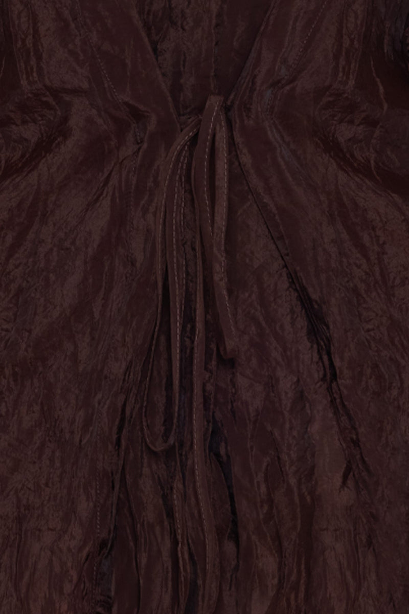 Setre V-Neck Tie Detail Blouse Brown