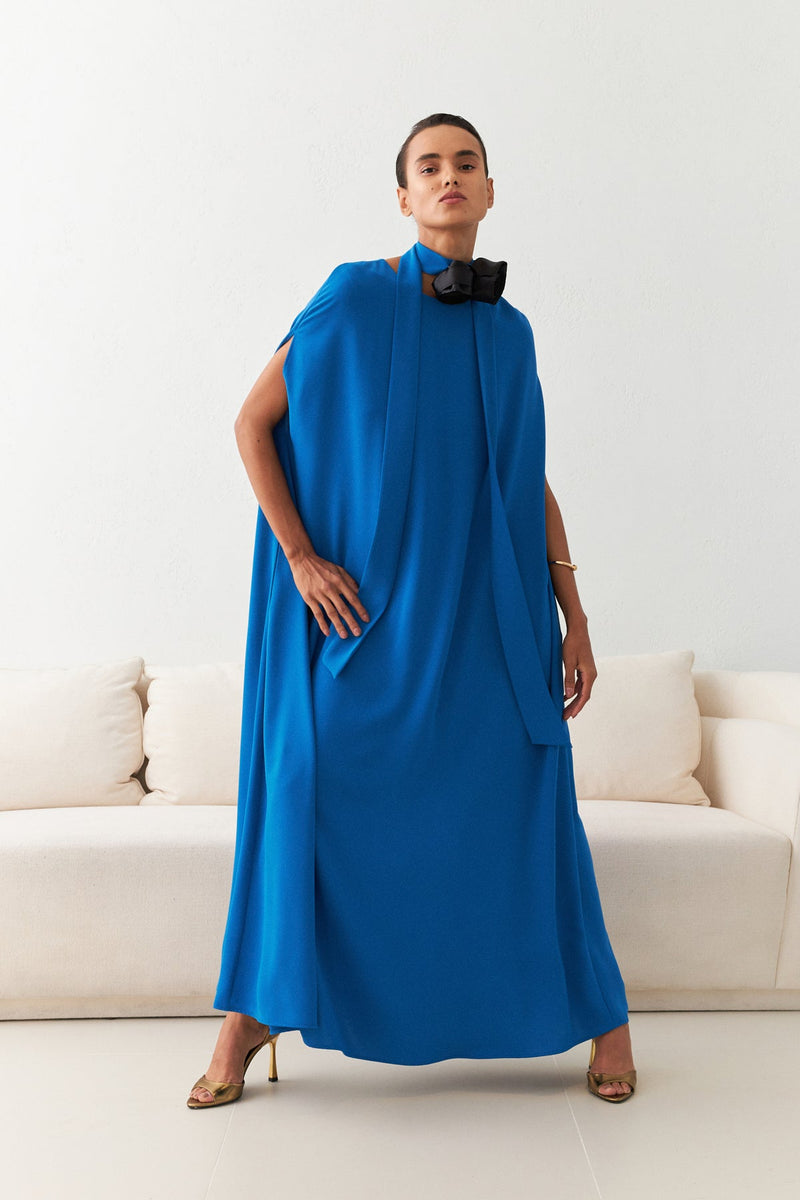 Setre Detailed Comfortable Cut Maxi Dress Blue