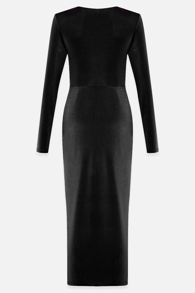 Setre V-Neck Pleated Detail Dress Black