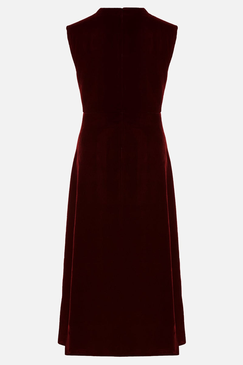 Setre Sleeveless Velvet Dress With Collar Detail Burgundy