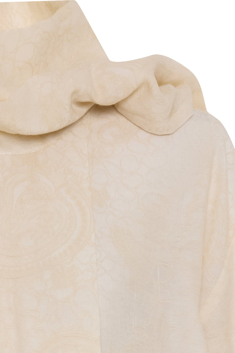 Setre Collar Lace Detailed Patterned Dress Light Yellow