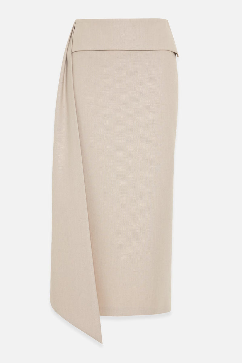 Setre Waist Detailed Midi Skirt Beige