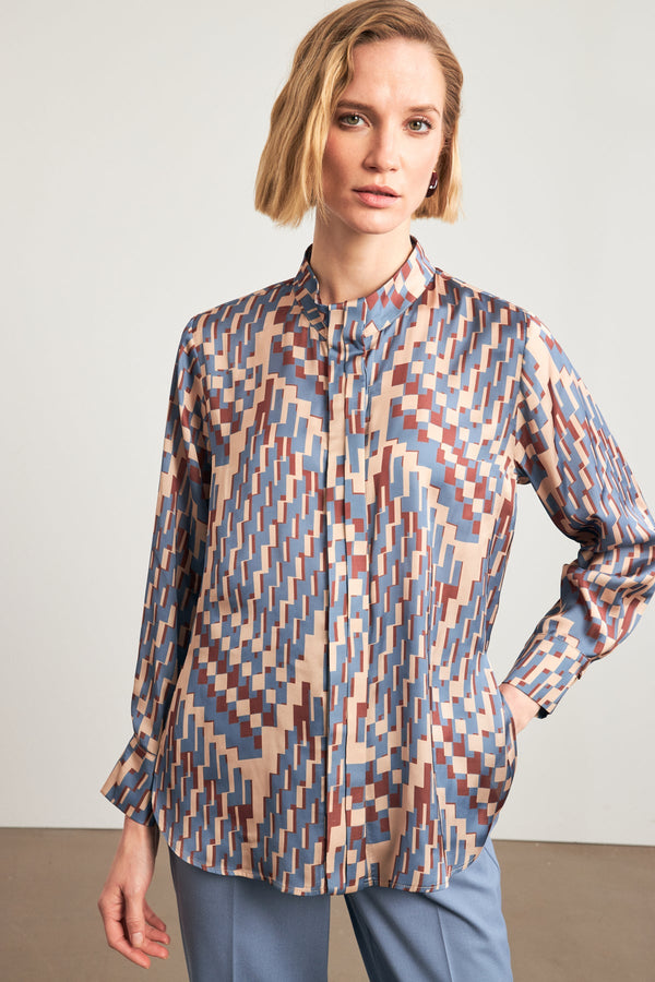 Setre Geometric Pattern Shirt Brown/Blue