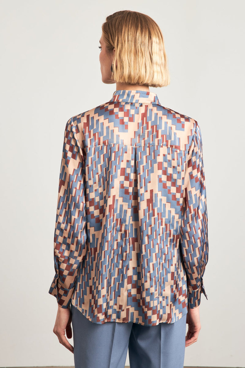 Setre Geometric Pattern Shirt Brown/Blue